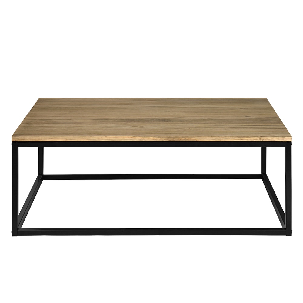 Mesa de centro iCub 80x70x37cm Negra en madera maciza de pino acabado vintage estilo industrial Box Furniture