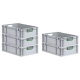 thumbnail of PROREGAL 5x Eurobox NextGen Color | HxBxT 17x40x60cm | 34 Liter | Griffe grün offen | Glatter Boden | Eurobehälter