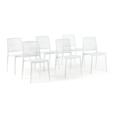 thumbnail of Set 6 Chaises Empilables en Polypropylène avec fibre de verre pour Jardin ou intérieur, hydrofuges et résistantes, design moderne - ALINA - Blanc