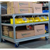 thumbnail of PRIOstahl Transportrollen 80mm Rollensatz 2 Lenkrollen + 2 Lenkrollen mit Bremse Blau Schwerlast