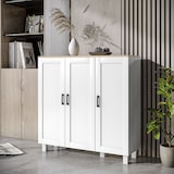 thumbnail of HOMCOM Aparador para Sala de Estar Móvel Buffet com 3 Portas e Prateleiras Ajustáveis 90x30x90 cm Branco e Madeira