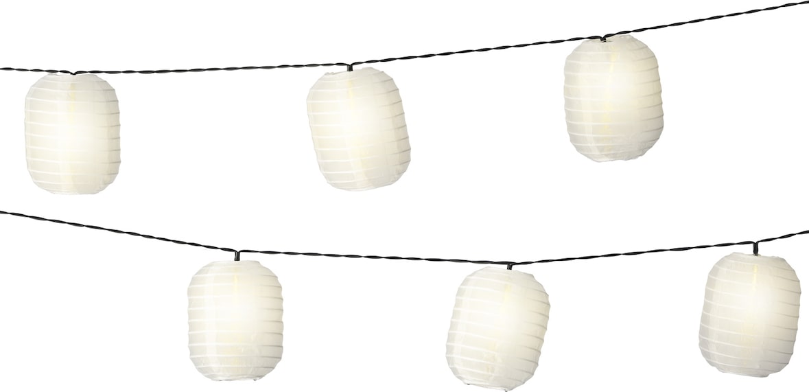 LED Solar Lichterkette 10 weiße Lampions Garten Balkon Terrasse Lampionkette