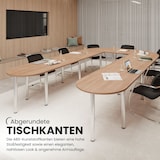 thumbnail of bümö Konferenztisch Kreis-Form 160x160 cm großer Besprechungstisch rund in Buche, Besprechungstisch mit Chromfüßen, Meetingtisch für 4 Personen,