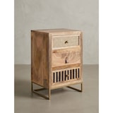 thumbnail of Industrial Nachttisch, Mango Massivholz/Rattan, 3 Schubladen, Boxspringbett-kompatibel. 40x30x60 cm | Kadima Design