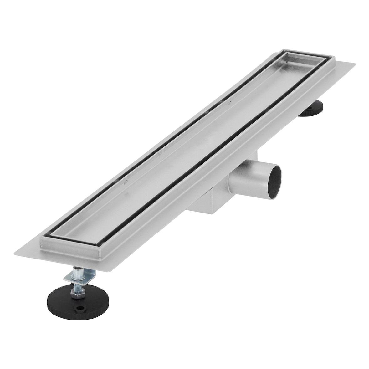 LuxeBath Duschrinne 60 cm 2-in-1 befliesbar Silber – Edelstahl-Bodenablauf extra flach, Komplettset mit Siphon, Geruchsstop & Haarsieb,