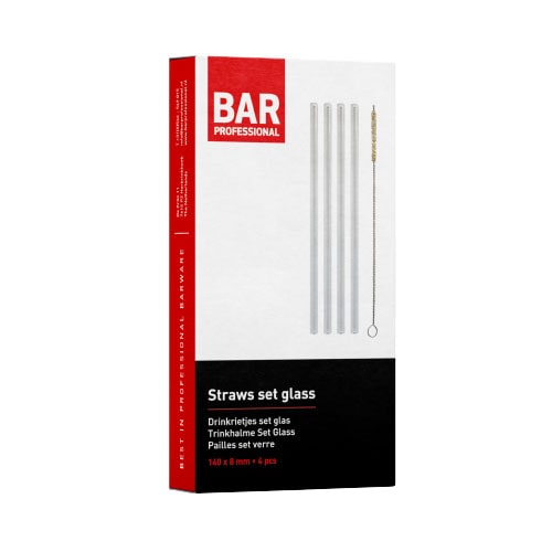 Barprofessional Rietjes Glas 14cm Dia 8mm 4 Stuks
