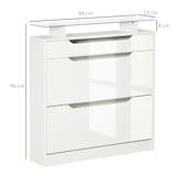thumbnail of Mueble Zapatero de 2 Puertas Zapatero Estrecho para 16 Pares de Zapatos con Cajón Estante y Encimera de Vidrio para Pasillo Entrada 89x23x96 cm Blanco