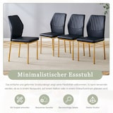 thumbnail of 4er-Set Esszimmerstühle PU-Leder Schwarz-Gold 93 cm mit Metallbeinen