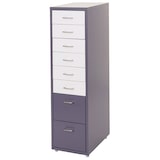 thumbnail of Décoshop26 - Büroschrank mit 8 Schubladen auf Rollen 110 x 28 x 41 cm dunkelgrau/weiß-schwarzer Stahl 04_0004359