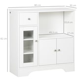 thumbnail of HOMCOM aparador de cocina moderno con puerta de vidrio cajón estante abierto y baldas ajustables mueble auxiliar de almacenaje para comedor 80x30x82cm
