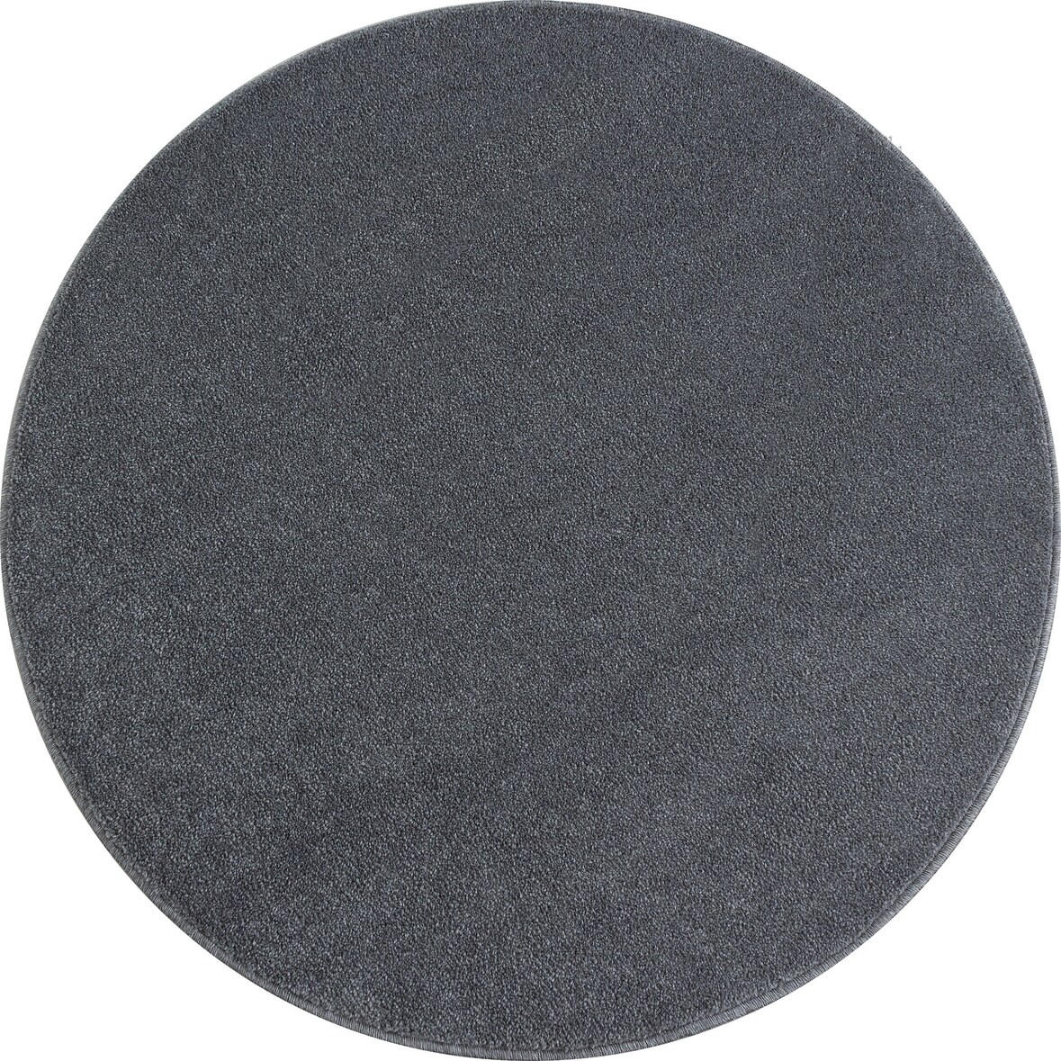 Teppich Kurzflor Uni Modern Waschbar Strapazierfähig Esszimmer Flur OEKO-TEX Rund Hellgrau 200x200 cm Gekettelt – MAIN von Kadima Design