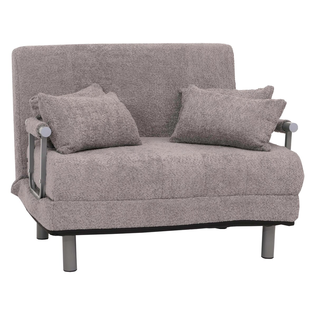 Poltrona-cama HWC-K29, poltrona dobrável, sofá-cama, cama de hóspedes, superfície de repouso 190x100cm, tecido bouclé (500g/m²) ~ cinzento escuro