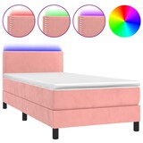 thumbnail of vidaXL Boxspringbett mit Matratze & LED Rosa 100x200 cm Samt