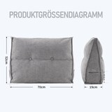 thumbnail of Home Nature Wohnkonzept Keilkissen grau 70x52x19 cm, Lesekissen für Bett und Sofa mit Seitenfach & Waschbezug