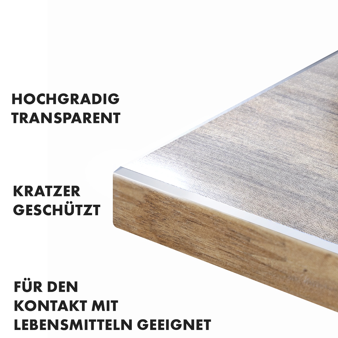 KARAT Tischfolie Crystal nach Maß Transparent Mattiert mit abgeschrägter Kante 70 x 70 cm
