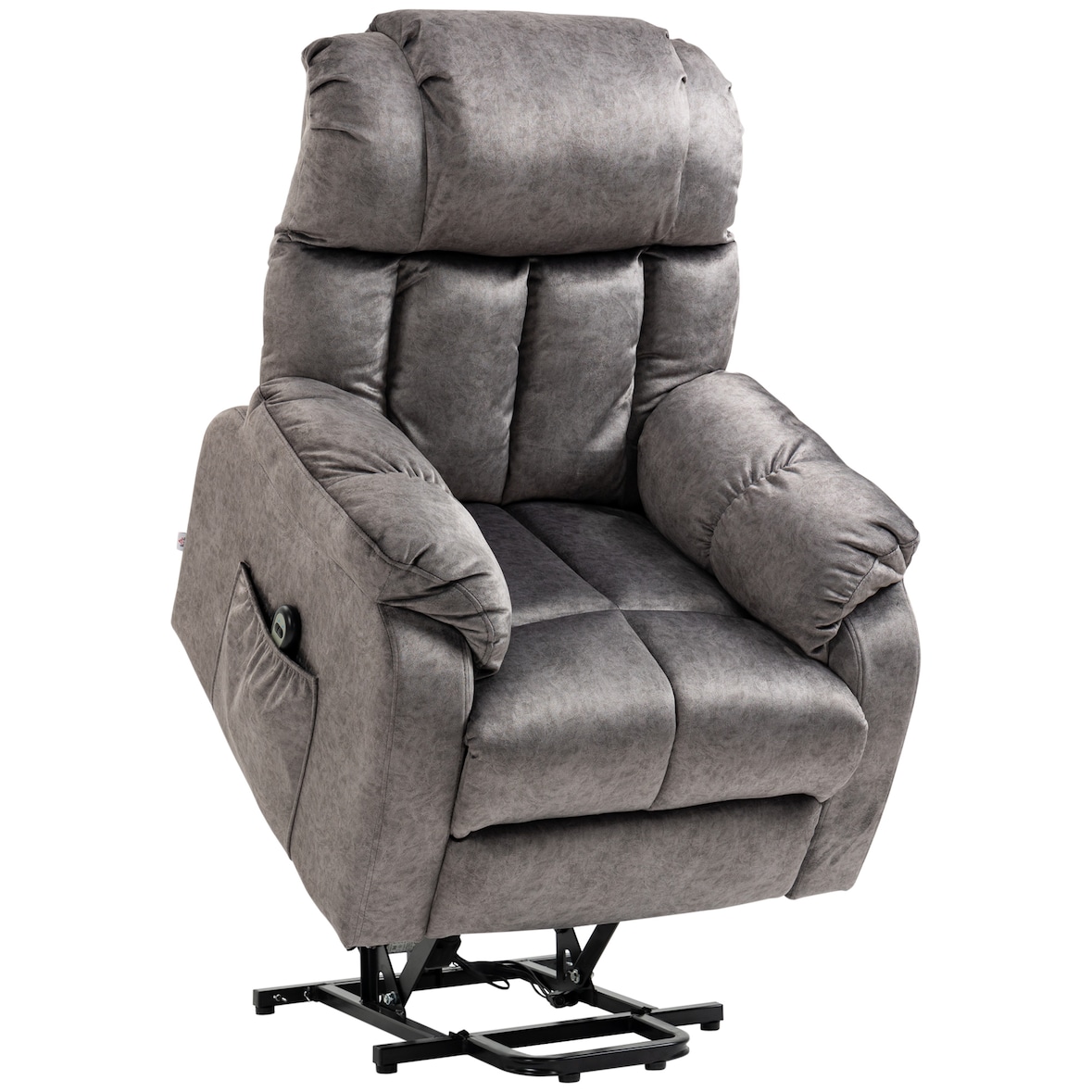 HOMCOM sillón relax levanta personas eléctrico con reposapiés 2 bolsillos mando a distancia y reclinación eléctrica hasta 135°