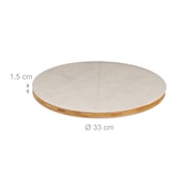 thumbnail of Relaxdays Pizzabrett Bambus 2er Set, runde Pizzateller 33 cm Ø, inkl. Backpapier, Pizza Schneidebrett mit Rillen, natur