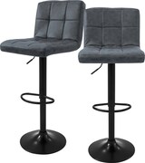 thumbnail of Barhocker 2er Set Anthrazit Kunstlederbezug mit Rückenlehne und Fußstütze höhenverstellbar 63-83cm