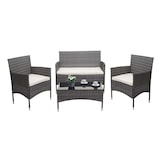thumbnail of Poly-Rattan Garnitur HWC-F55, Balkon-/Garten-/Lounge-Set Sofa Sitzgruppe ~ grau, Kissen creme