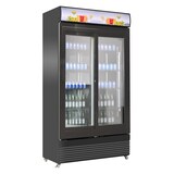 thumbnail of Kühlschrank STERLET auf Rollen | 2x Glasschiebetür + LED & Display | 780 Liter, HxBxT 210x112x59,5cm | +2/+10°C | Schwarz + CHEFGASTRO Geschirrtuch
