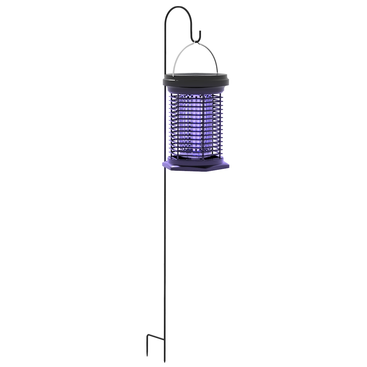 Lâmpada Mata Mosquitos Elétrica 2 em 1 5W com Luzes LED UV Recarregável Solar e USB Efeito 30 m² para Jardim Terraço Preto