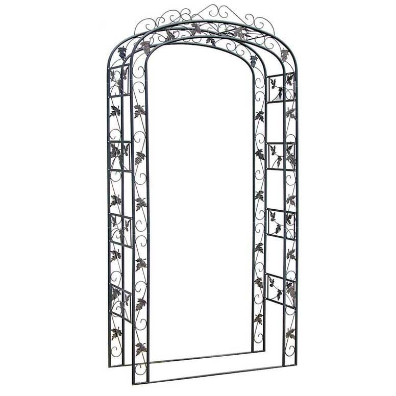Arche de jardin en métal avec ornements Noir