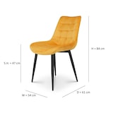 thumbnail of Chaise de salle à manger en velours jaune moutarde – Assise rembourrée confortable – Pieds en métal noir