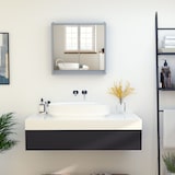 thumbnail of HOMCOM Armario de Baño con Espejo de Pared con Estante Ajustable de 3 Niveles 2 Puertas Almacenamiento para Cocina Medicinas 48x14,5x45 cm Gris