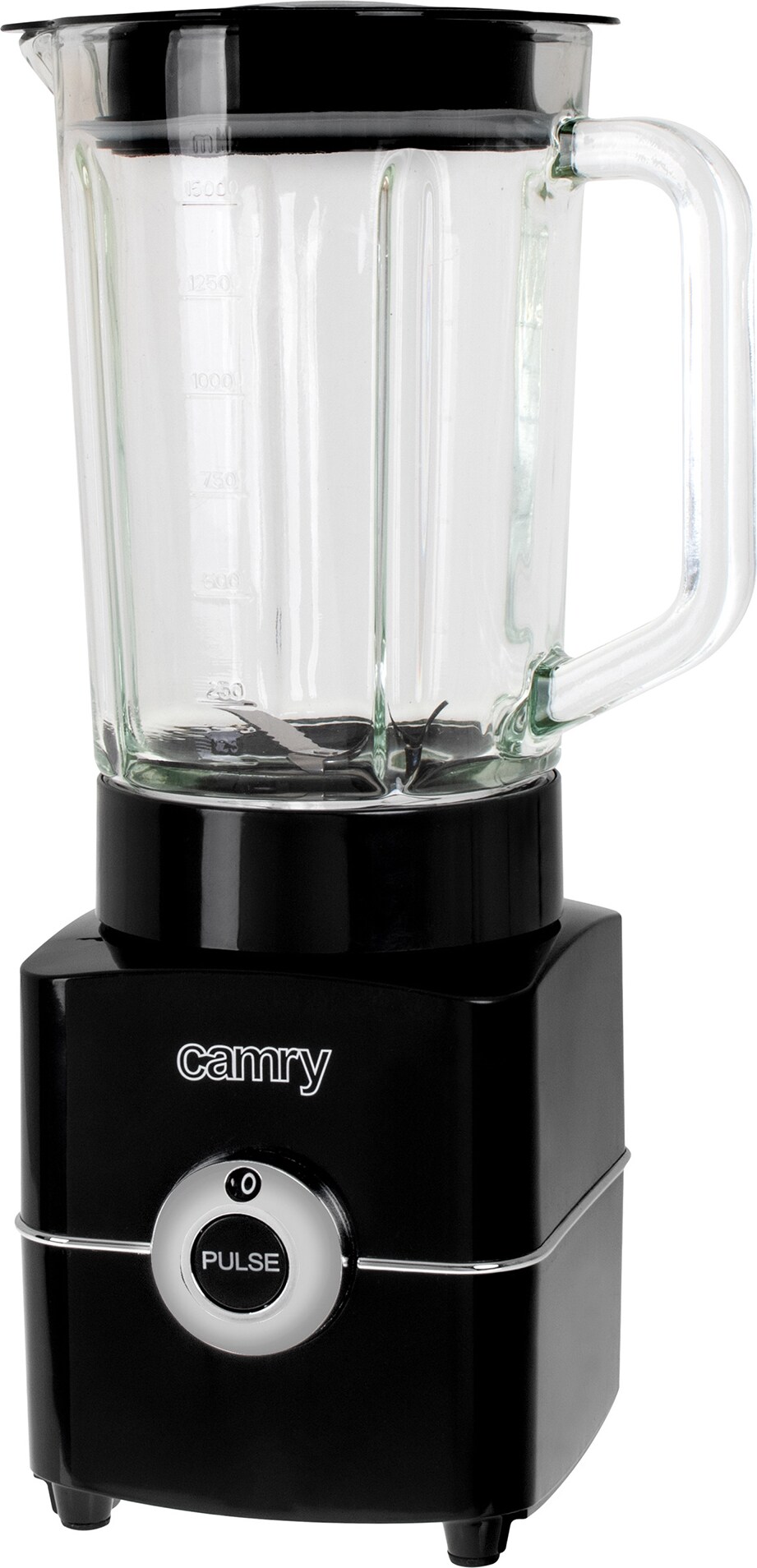 Camry CR 4050 Batidora Vaso Americana, Jarra Cristal 1,5 L, 2 Velocidades, PicaHielo, Cuchillas Acero Inox. 500W Negro