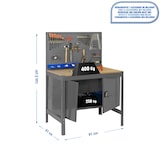 thumbnail of Banque de travail sans vis avec étagères en bois et armoire SIMONWORK BT2 CABINET. Couleur GRIS/BOIS 1445x910x610 mm