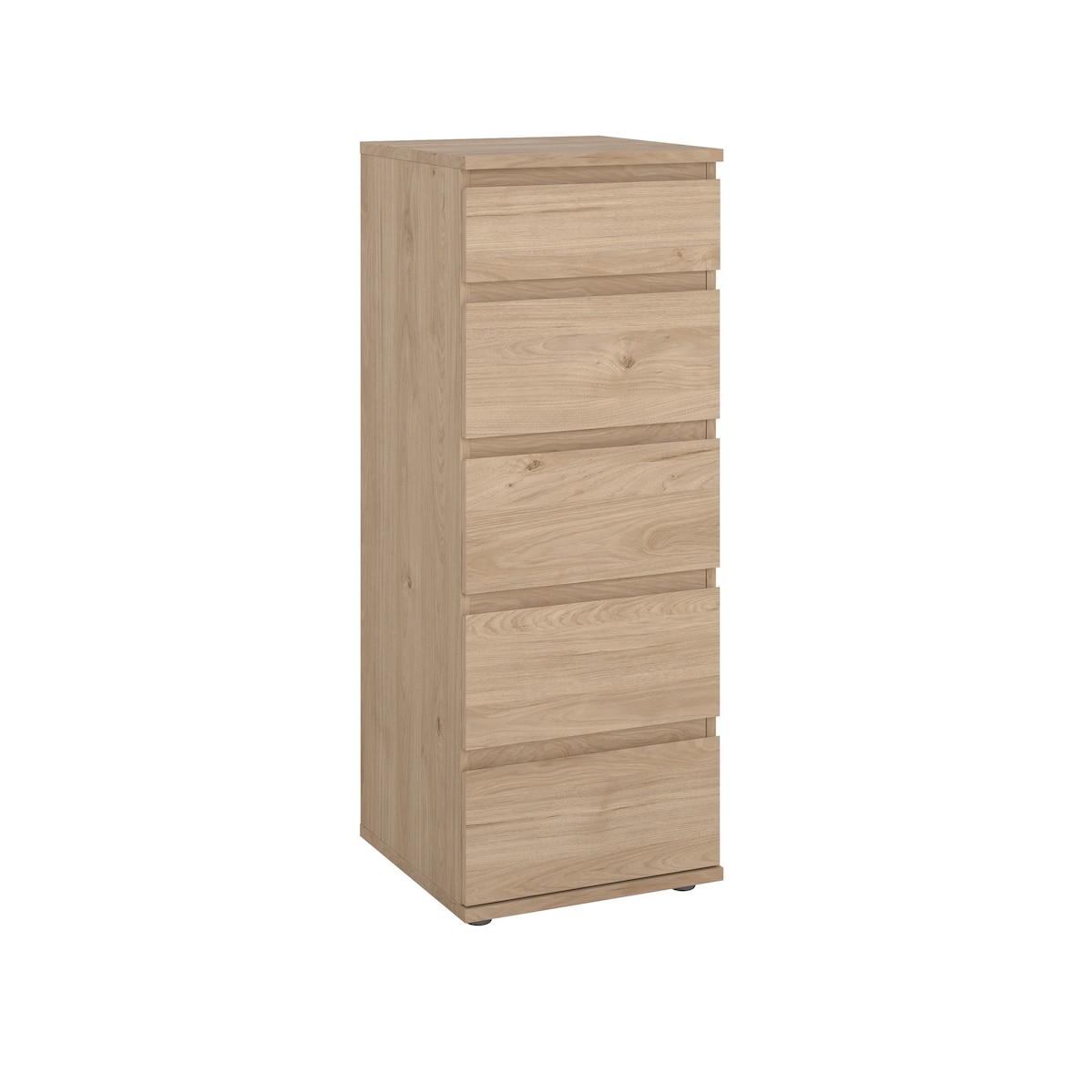 WellHome - Cómoda de Dormitorio con 5 Cajones en color Roble 41 x 40 x 107 cm - Júcar Oak
