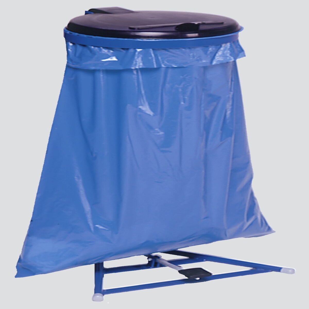 PROREGAL Robuster Müllsackständer mit Fußpedal | 120 Liter, HxBxT 100x49x49cm | Stahl | Blau-Schwarz | Mülleimer Abfalleimer Müllkorb