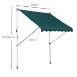thumbnail of Outsunny Toldo Manual Retráctil 200x150 cm con Manivela de Aluminio Ángulo Ajustable Protección Solar para Terraza Balcón Jardín Patio Verde