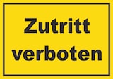 thumbnail of Zutritt verboten Schild gelb-schwarz A5 Rückseite selbstklebend