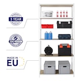 thumbnail of PROREGAL Étagère charge lourde GIANT MULI | HxLxP 250x100x50cm | 150kg par niveau | Blanc | Étagère robuste de Garage