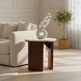 thumbnail of Table basse effet bois ronde diam 50 cm bois foncé