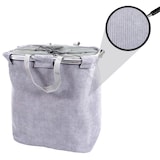 thumbnail of Cesto para roupa suja HWC-C34, Cesto para roupa suja Cesto para roupa suja com cordão, 2 compartimentos Pega 54x52x32cm 89l ~ cinzento