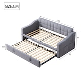 thumbnail of Ausziehbares Schlafsofa 90/180x190 cm mit Samtbezug, USB-Anschlüssen, Stauraum, hydraulisch, komfortabel, modernes Design Grau