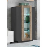 thumbnail of Dmora Vitrine Kevin, Sideboard mit drei Türen, Mehrzweck-Wohnzimmermöbel, 100% Made in Italy, cm 80x38h121, Anthrazit und Ahorn