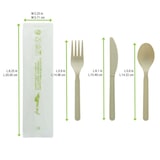 thumbnail of Firstpack CVPLK316BB kit posate 3/1 in CPLA beige. 150 mm - forchetta, coltello, cucchiaino. Scatola da 500 kit.