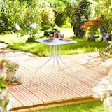 thumbnail of Relaxdays Gartentisch, HBT: 73 x 62 x 62 cm, Balkontisch Holzoptik, Kunststoff, Metall, Terrassentisch quadratisch, weiß