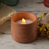 thumbnail of LED Solar Windlicht Wellenmuster Solar Kerze flackernd Tischleuchte terracotta