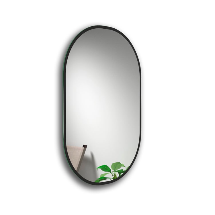 Espejo de Pared Ovalado Negro | Espejo Decorativo Oval | Espejo de Baño Ovalado | Reversible | 55 x 80cm - Negro