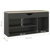 thumbnail of vidaXL Schuhbank mit Kissen Grau 104x30x49 cm Holzwerkstoff