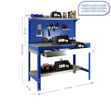 thumbnail of SimonRack Banco de Trabajo Taller, 1210x610 mm, Panel Perforado y Cajón, Capacidad Carga 600 kg, Azul - BT-3