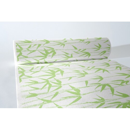 MANK Airlaid Tischläufer Green Bamboo, 40 cm x 24 m, 1 Stück - Floral Bambus Bambuswald