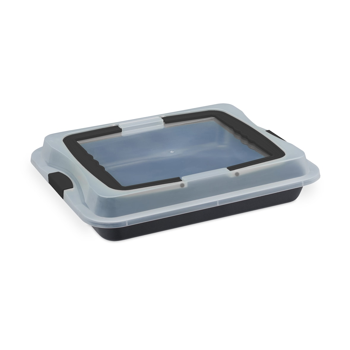 Relaxdays Backblech mit Deckel, 3in1 Kuchen Transportbox, BxT 40,5x32,5 cm, hoher Rand, Kuchenblech rechteckig, schwarz