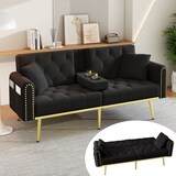 thumbnail of Schlafsofa 175x80 cm aus Samt mit verstellbarer Rückenlehne – elegantes Design für Wohnzimmer und Gästezimmer Schwarz