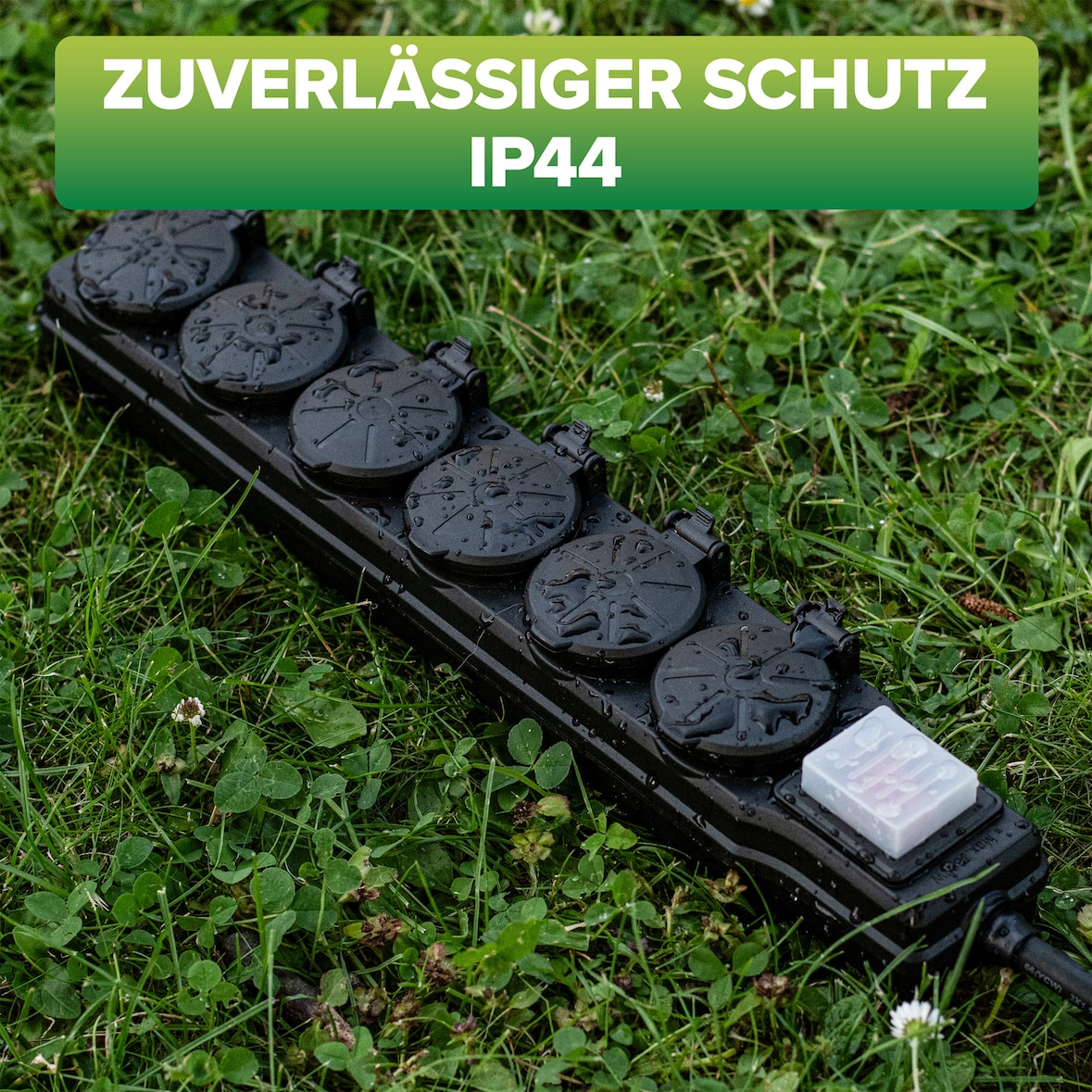 InLine® Outdoor-Steckdosenleiste, 6-fach Schutzkontakt, IP44, mit Schalter, 3m