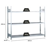 thumbnail of PROREGAL Weitspannregal mit Stahlböden WS 2000 | Grundregal | HxBxT 200x225x40cm | 3 Ebenen | Fachlast 400kg | Verzinkt